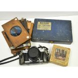 Mahogany Mounted Magic Lantern Slides, 5 single slipper slides and two static, together with a Canon