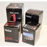 Vivitar Lenses, including a OM fit 19mm f/3.8, a OM fit 24mm f/2.8, a Nikon fit Series 1 200mm f/3.5