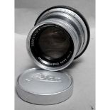 Leica 50mm Summicron Lens, collapsible, chrome finish No 1152552, body G, some internal haze and