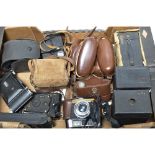 A Tray of Cameras, various folding examples including a Ensign Selfix 420, a APM Rajar no. 6, some
