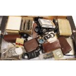A Tray of Vintage Lens Hoods, Filters and Camera Accessories, manufacturers including Canon,