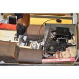A Tray of Cameras and Accessories, including a Leitz Eldia in original manufacturer's box, a Kodak