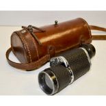 A Broadhurst Monocular, 10x32, some covering peeling off, in original maker's leather case