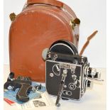 Paillard Bolex H8 Cine Camera, complete with lens, trigger handle grip and leather outfit case,