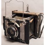 Van Neck Press Master, Strut-folding camera, 4x5 plates, Ross Xpres 6" f/4.5 lens and focal plane