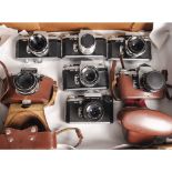 Seven Edixa Cameras, examples including an Edixa Mat Reflex/Kadet, Edixa Prismat and others