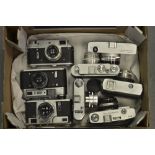 Rangefinder Cameras, including a Canon Canonet with 45mm f/1.9 lens, various Russian Leica copies