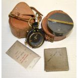 Various Instruments, J Hicks Watkins clinometer and Verner's Pattern marching compass, both in