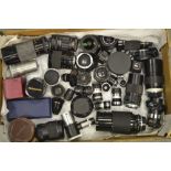 A Tray of Lenses, cine examples including Cine Yashinon 38mm (2), 6.5mm and 13mm f/1.4 lenses