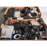 Two Trays of Flash Units, manufacturers including Nikon, Metz, Vivitar together with some
