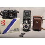 Yashica 635 TLR Camera, Yashikor 80mm f/3.5 lens with maker's leather case, together with a