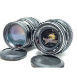 Zenza Bronica Lenses, a Zenzanon MC 150mm f/3.5, body G, optics G, together with a 50mm f/2.8,