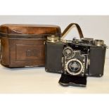 Zeiss Ikon Super Nettel Rangefinder Camera, body no 93635, with a Zeiss Tessar 5cm f/3.5 lens in