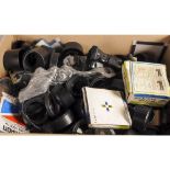 A Large Box of Lens Hoods, various manufacturers, flash sync leads and accessories (a lot)