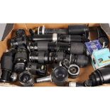 A Tray of Camera Lenses, manufacturers including Canon, Hoya together with a quantity of