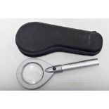 LED Magnifying Glass, silver, AA batteries with neoprene carry case