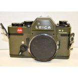 A Leica R3 Electronic Safari SLR Body, olive, serial no. 1484919, body, G-VG, shutter speeds fault