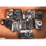 A Tray of 35mm Cameras, including a Yashica MG-1, Olympus Trip & Pen and more