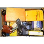 A Tray of Camera Related Accessories, including a film splicer in original manufacturer's box, 35m