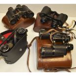 Taylor Hobson Military Binoculars, no 246928 1943, together with a pair of Zeiss Jena Jenoptem