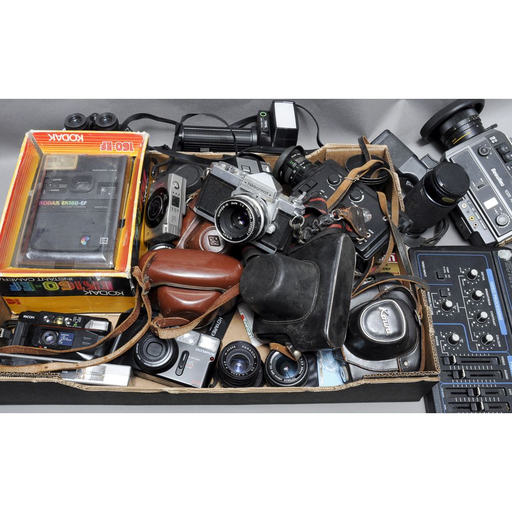 A Tray of Photographic Equipment, including a Kodak EK160-EF in manufacturer's packaging together