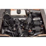 A Tray of SLR Lenses, examples including a Canon FD 70-210mm f/4, a Takumar (Bayonet) 135mm f/2.5, a