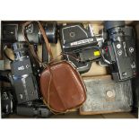 Various Cine Cameras, Including a Kodak Model B, A Bell & Howell 627, a Bolex Paillard and a