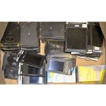 A Tray of Film Holders, mostly 5 x 4 and 2¼ x 3¼, manufacturers including Fidelty and M.P.P, some in