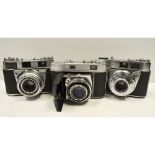 Kodak Retina Cameras, a Retinette 1A, a Retina IIC and a Retina IIS