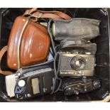 Assorted Cameras, including a Rollei 35 LED in maker's case, a Chinon Bellami, Olympus Mju II a