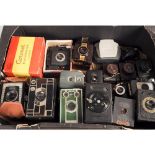 A Tray of Cameras, box examples including a Zeiss Ikon Baby box, two V.P Twin Cameras and more