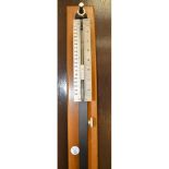 A modern ON Station Barometer, with thermometer to front, on mahogany wall bracket, G
