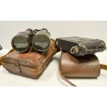 French Field Glasses, by A. Tubeuf, with government broad arrow mark, in maker's leather case