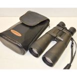 Pentax Binoculars, a pair of 9x63 DCF binoculars in maker's leather case