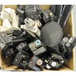 A Tray of Tripods, a quantity, various manufacturers and models