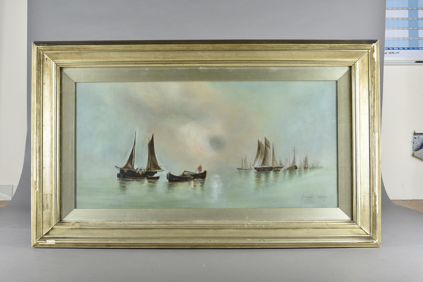 A pair of Gertrude Worsery, oils on canvas, maritime scenes, framed and glazed, each 31 cm x 61 - Image 3 of 4