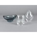 Three 1950s and later glass items, including a Holmegaard freeform bowl probably by Per Lutken, 16.