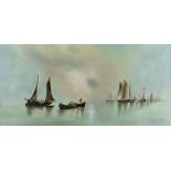 A pair of Gertrude Worsery, oils on canvas, maritime scenes, framed and glazed, each 31 cm x 61