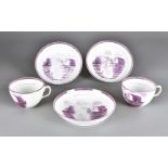 Eight pink Sunderland lustre cups and saucers