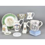 A collection of commemorative china, and works of art including a Paragon silver jubilee loving cup,