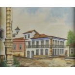 Zadir Pimentel (1939-) watercolour, Portugese style square, signed lower right, label verso, framed,