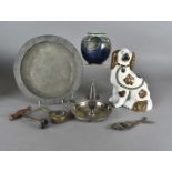 A collection of miscellaneous items, including a Royal Doulton globular vase, a Staffordshire