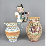 A Shorter and Sons Mdina pattern large ovoid vase, by Mabel Leigh with scraffito floral decoration