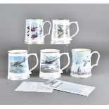 A collection of commemorative RAF mugs, from Danbury Mint and others commemorating the Red Arrows,