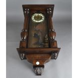 A Vienna style regulator clock, with broken swan neck pediment and resin eagle, enamelled chapter