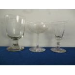 A 19th Century cordial glass, with a turned stem, a large rummer, a Masonic Stewart Lodge Beaker,