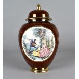 A Carltonware large ovoid ginger jar and cover, with transfer printed scene of boy musician and