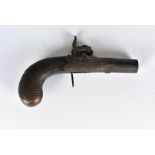 A 19th Century London percussion cap pocket pistol, having decoratively engraved body, marked London