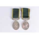 Two Royal Artillery Efficiency medals, both having Territorial bars, one George VI, awarded to