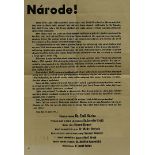 A Czech Political Notice, regarding the War against Germany and Alliance with England and it's